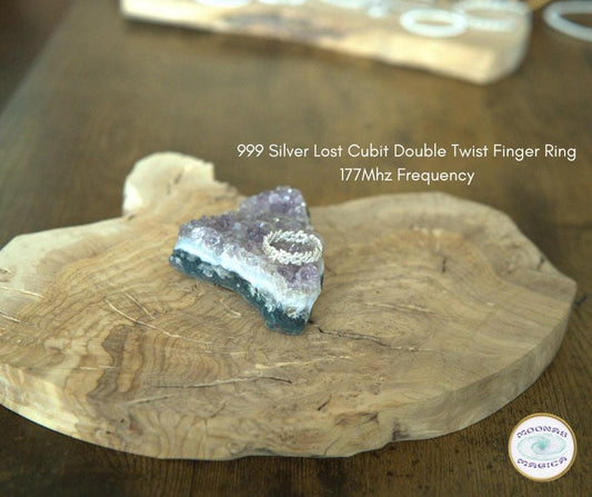 Pure 999 Silver Lost Cubit 1/8 Double Twist Hammered Tensor Finger Ring